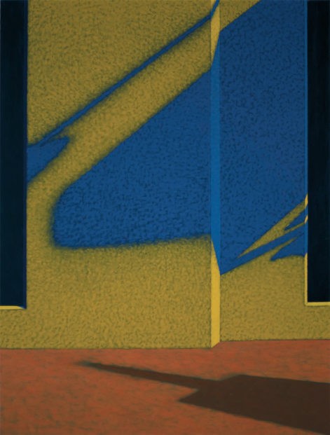 Obraz "Cień IX", z cyklu "międzyprzestrzeń", abstrakcyjne cienie na ścianie, miasto