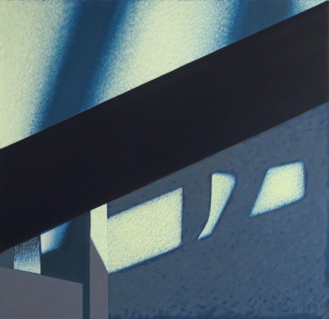 Obraz "Geometria światła I", abstrakcyjne cienie na ścianie, z cyklu "międzyprzestrzeń", abstrakcja geometryczna