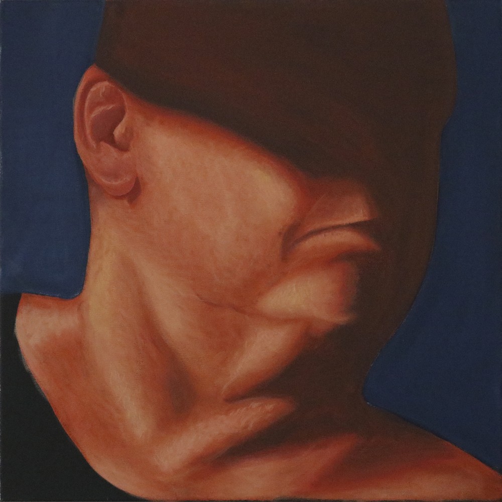 Obraz "Głowa w cieniu", z cyklu "portret", zanikająca w cieniu głowa, obraz figuratywny, portret