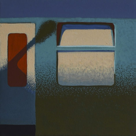 Obraz "Pociąg", z cyklu "międzyprzestrzeń", cień lampy na tramwaju