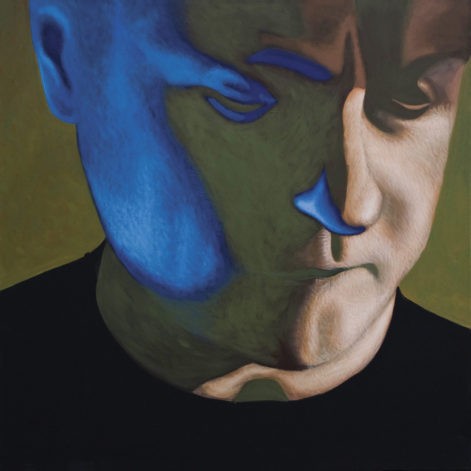 Obraz "Niebieski refleks", z cyklu "portret", portret mężczyzny z niebieskim refleksem świetlnym na twarzy