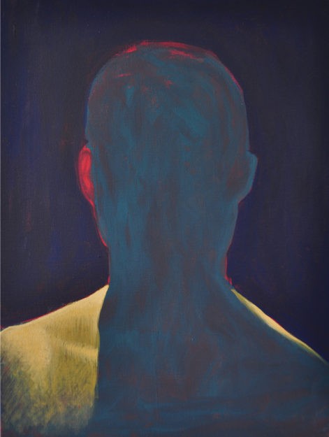 Obraz z cyklu "portret światła", zanikający w cieniu portret mężczyzny