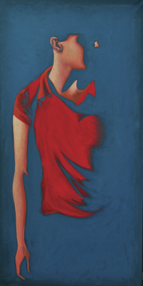 Obraz z cyklu "portret światła 2", zanikająca w cieniu sylwetka kobiety