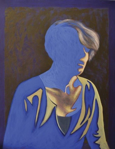 Obraz z cyklu "portret światła 3", zanikająca w cieniu sylwetka kobiety